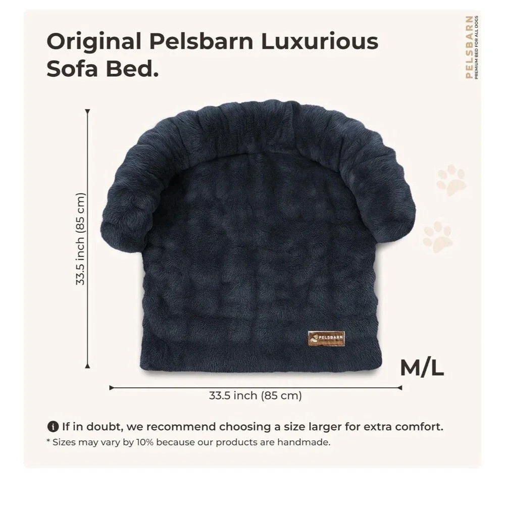 Pelsbarn Dog Bed for Couch Sofa w Non-Slip Oxford Bottom Large Gray 33 x 33 in